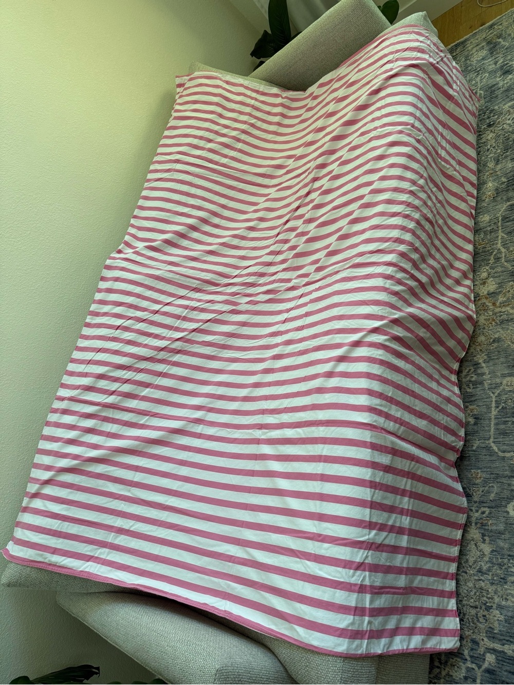Hanna Home Pink White Stripe Twin Duvet Cover 100% Cotton 61 x 81